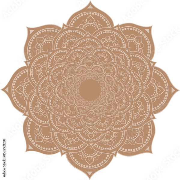Fototapeta Radiating concentric petals featuring floral motifs, dotted filigree on transparent background