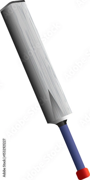 Fototapeta Cricket bat is appearing in flat-design with blade, blue grip and red knob, transparent background