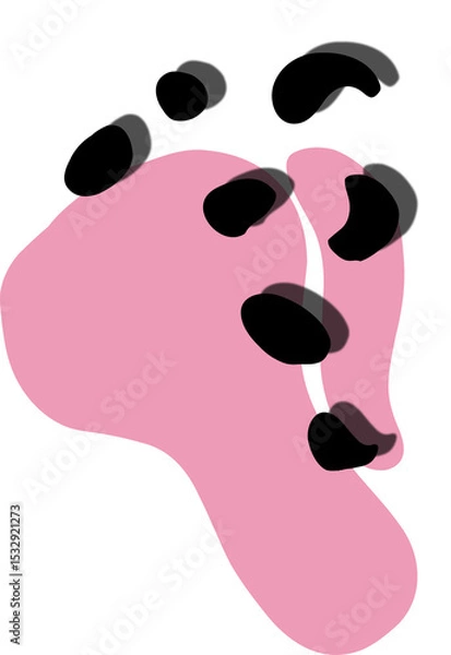 Fototapeta Flat design is showing two overlapping pink blobs scattering black ovals on transparent background