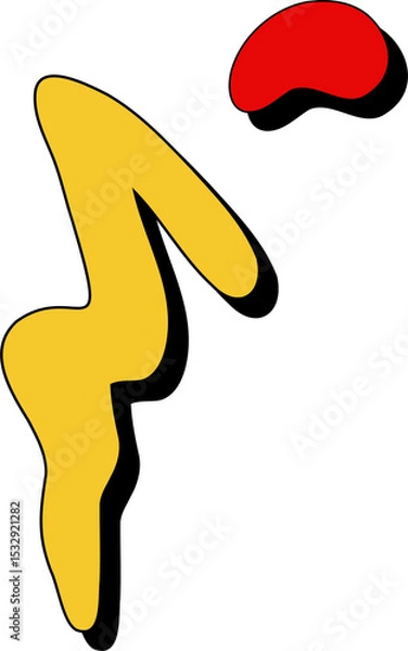 Obraz Large yellow splash and smaller red blob are floating on transparent flat design with bold shadows