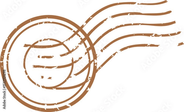 Fototapeta Concentric rings and wavy lines are forming distressed postal stamp mark on transparent background