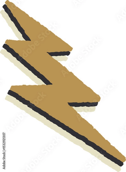 Fototapeta 3D lightning bolt shape is appearing on transparent backdrop, showing mustard charcoal cream layers