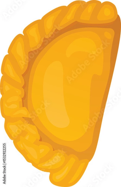 Obraz 3D golden pastry turnover is glowing with crimped edges and shading on transparent background