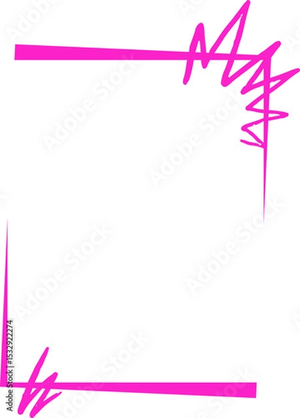 Fototapeta Abstract frame is using freehand lines, featuring magenta scribble corners on transparent backdrop