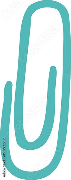 Fototapeta Abstract teal double-looped form is flowing over transparent background in minimalist flat design