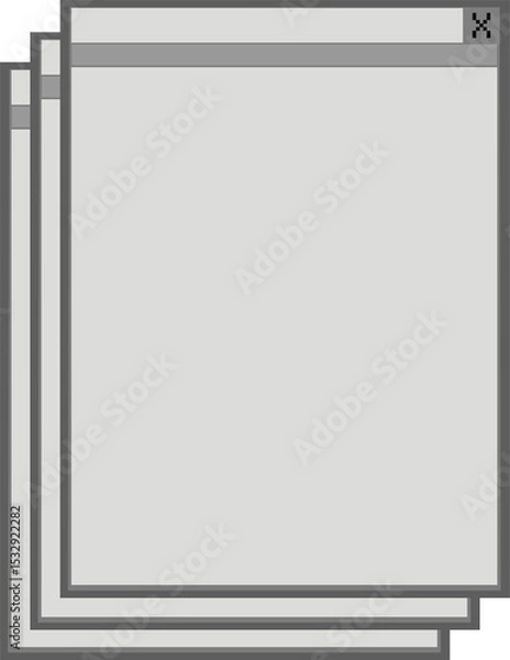 Fototapeta Stack of blank windows is being shown in flat design with close X button, background transparent
