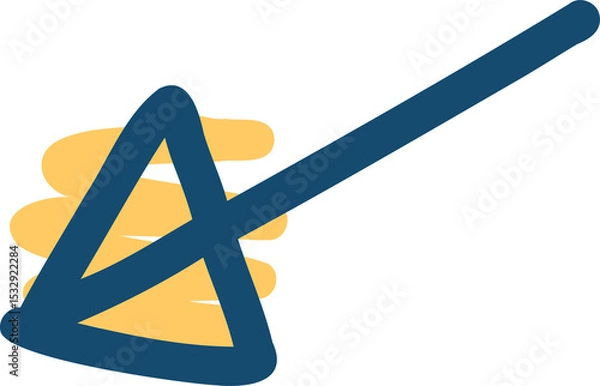 Fototapeta Abstract geometry is forming vector art with yellow loops and blue scribble on transparent backdrop