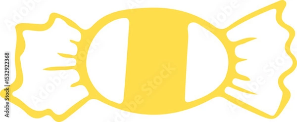 Obraz Flat design wrapped candy is showing golden oval center with twisted ends on transparent background