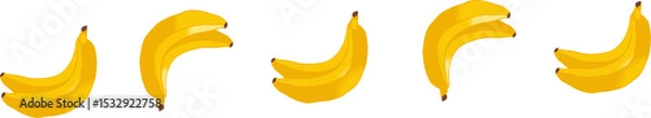 Obraz Flat vector graphic is displaying clusters of ripe yellow banana bunches on transparent background