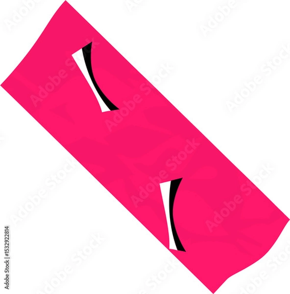 Fototapeta Abstract magenta shape is tilting in flat art with monochrome eye marks on transparent background