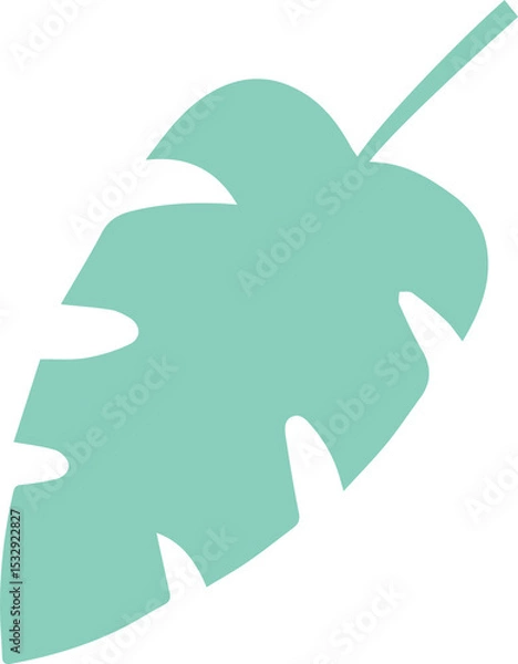 Obraz Abstract leaf with lobed cutouts is floating diagonally on transparent background in flat design