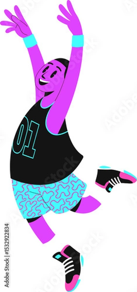 Fototapeta Basketball player is soaring in flat design with jersey 01 and wristbands on transparent background
