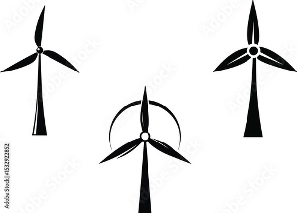 Fototapeta High quality photo of set of wind turbines farm.