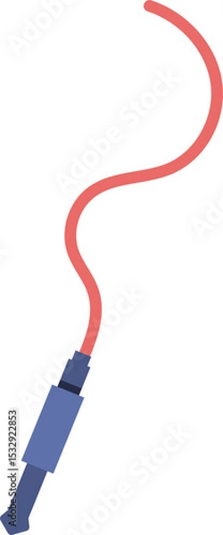 Fototapeta Jump rope hanging in vector art, showcasing red vinyl cord and blue handles on transparent backdrop