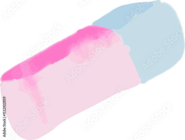 Fototapeta Dual-colored pencil eraser is being shown in flat style with pink and blue, transparent background