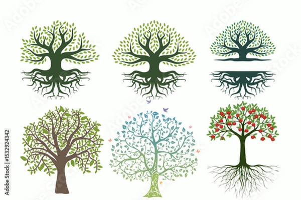 Obraz set of trees vector