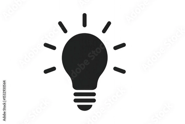 Fototapeta Bright yellow light bulb icon with filament inside, representing idea or creativity, isolated on transparent background.