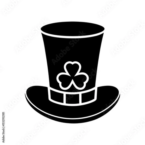 Obraz green top hat with shamrock vector art silhouette