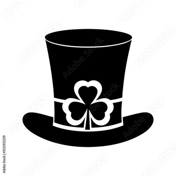 Obraz green top hat with shamrock vector art silhouette