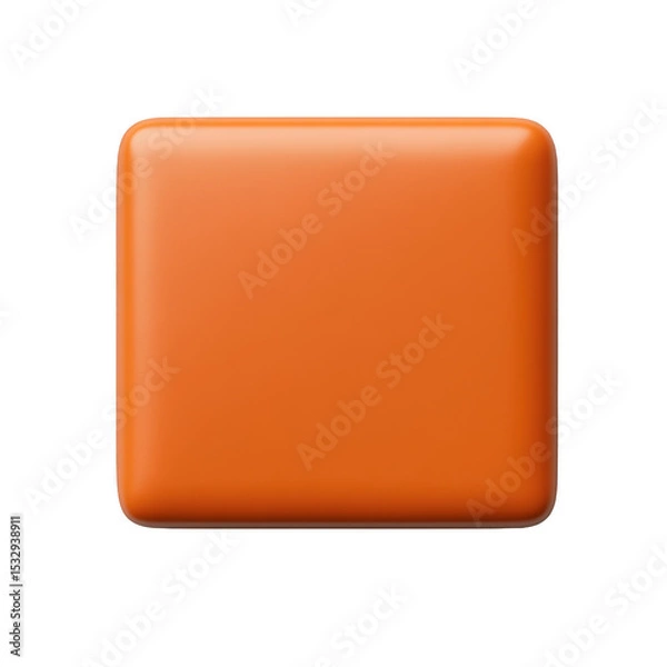 Obraz Orange 3D square button icon with rounded corners on a transparent background, perfect for app interfaces.