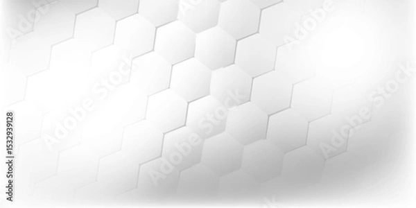 Fototapeta Abstract. Embossed Hexagon , honeycomb white Background ,light and shadow ,Vector