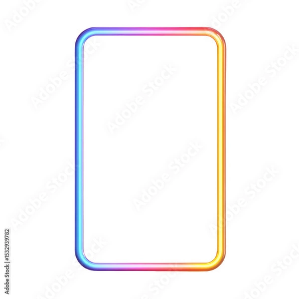 Fototapeta Vibrant neon rectangle frame, colorful border, digital art.