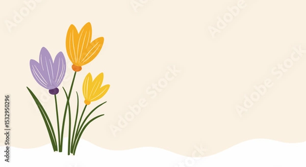 Fototapeta Colorful flowers in minimalist design with soft background  