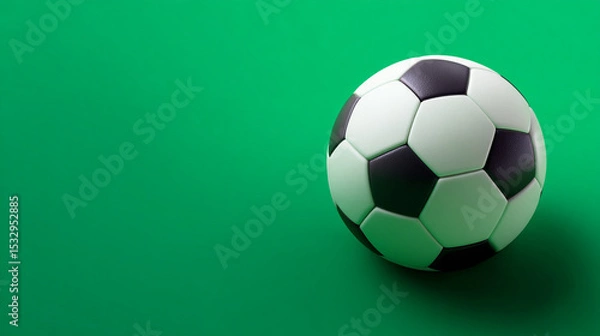 Obraz A soccer ball on a green background with copy space