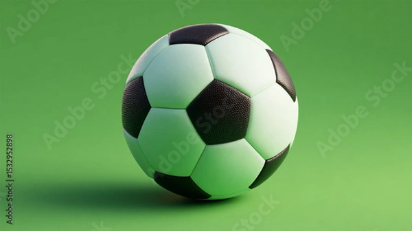 Obraz 3D render of a soccer ball on a green background