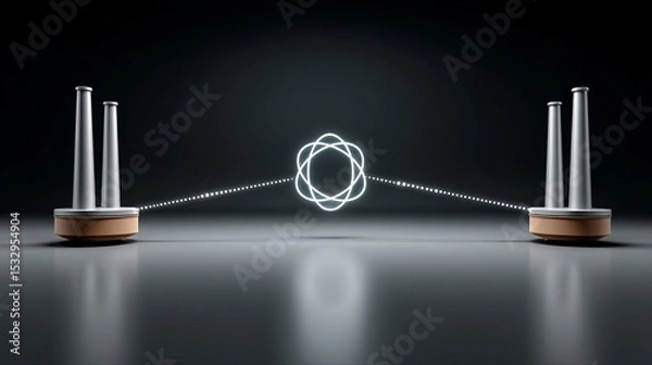 Fototapeta Abstract representation of atomic energy interaction and connection.