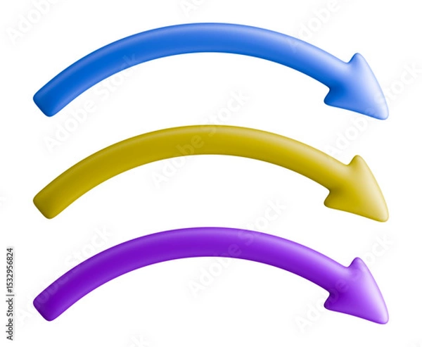 Obraz Blue violet and yellow three curved transfer arrows