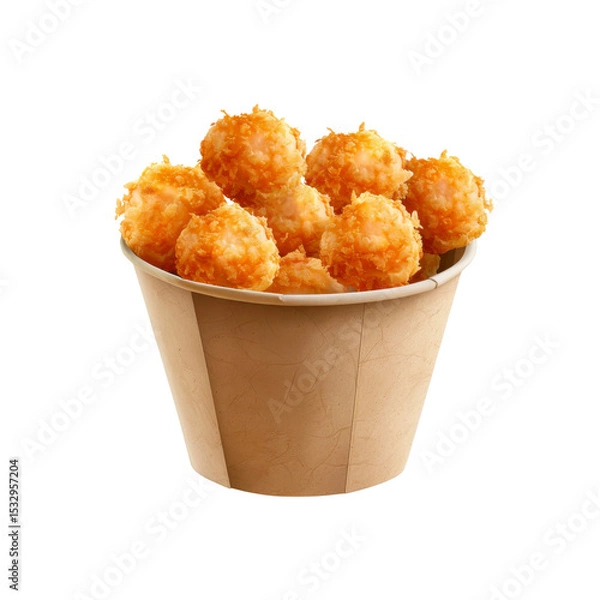Fototapeta Crispy Fried Chicken Popcorn in a Paper Cup