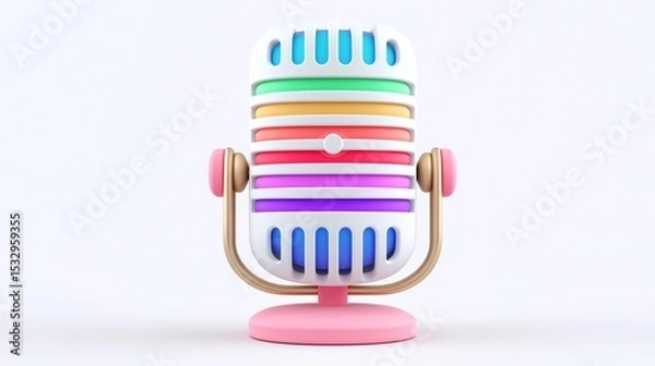 Obraz  Retro Microphone Captures Perfect Audio Quality Vintage Microphone Amplifier Creative Expression