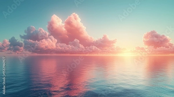 Fototapeta  Pastel Serenity: Pink-Orange Sunset Clouds Reflecting in the Calm Ocean
Ключові слова: захід сонця, океан, рожево-помаранчеві хмари, віддзеркалення, спокійна вода, пастельні кольори, природна краса, 