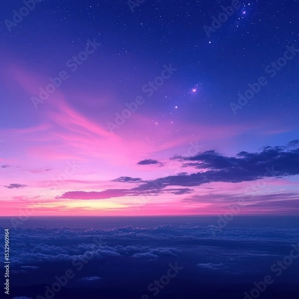 Fototapeta Violet and Pink Ocean Sunset with Soft Waves — Serene Seascape Background for Nature, Travel, and Mindfulness Projects

