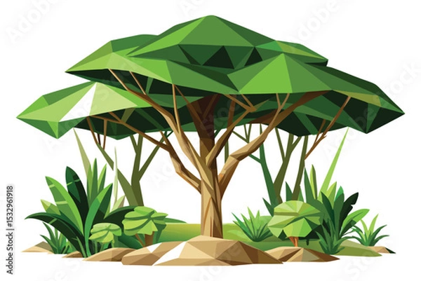 Obraz Low poly jungle canopy