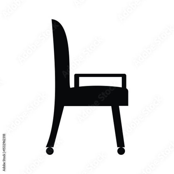 Fototapeta Chair and Seating icons silhouettes vector design template. Soft fabric office arm chair vector icon. Revolving chair vector. Chair icon side view.