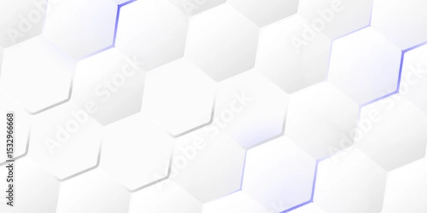 Fototapeta Abstract. Hexagon white background , blue light and shadow. Vector.