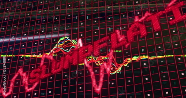 Obraz Displaying red diagonal ASIAN PHARMA overlaying trading dashboard, with multicolored chart lines