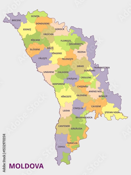 Obraz Map of Moldova Showing Administrative Divisions