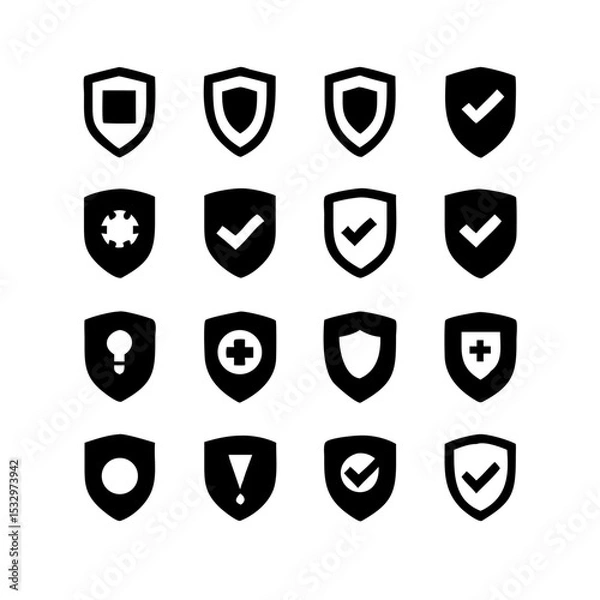Fototapeta shield-icon-set--protect-shield-security-line-icon