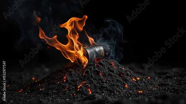 Obraz Lithium battery technology being caught on fire, danger battery charging	