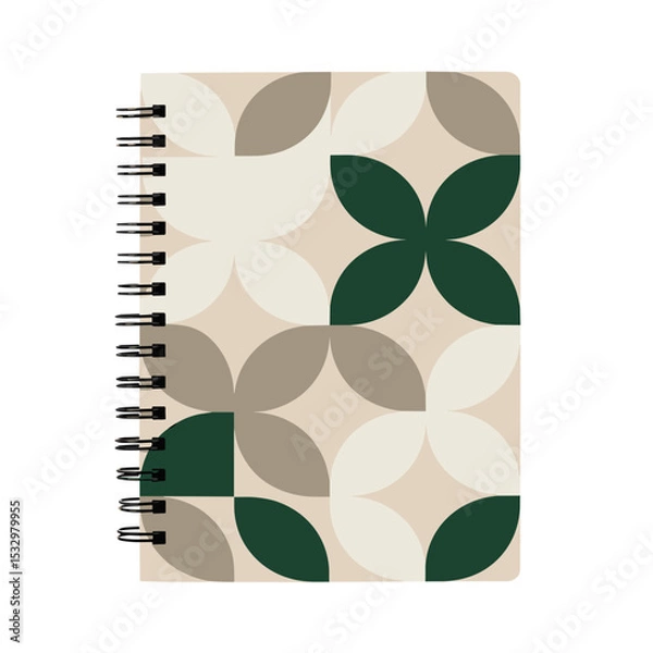 Fototapeta Notebook with sustainable pattern cover used for ESG documentation and planning