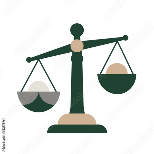 Fototapeta Balancing scale illustration in green clay mosaic style for sustainability themes