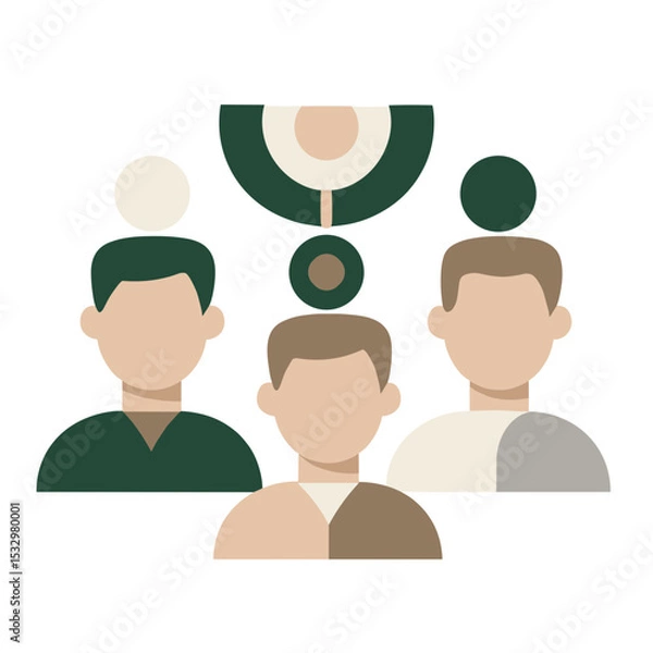Fototapeta Three men under equality symbol representing ESG inclusion and workplace fairness