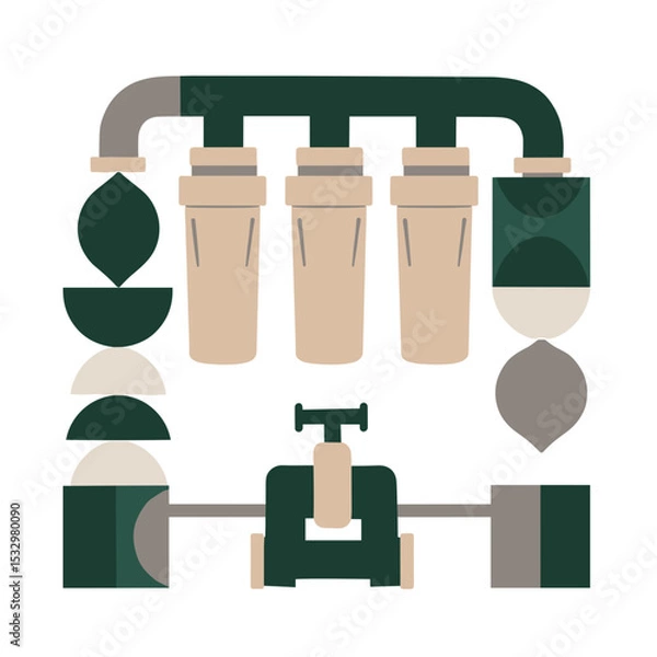 Fototapeta Water filtration system icon symbolizing ESG resource management and sustainability
