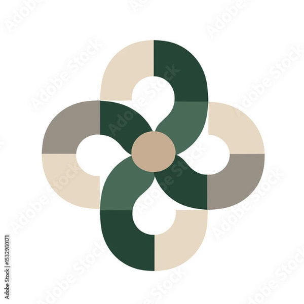 Fototapeta Symmetrical abstract symbol representing ESG integration and systemic balance

