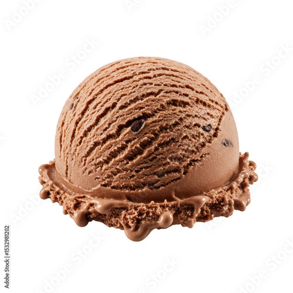 Obraz Melted Chocolate Ice Cream Scoop Closeup