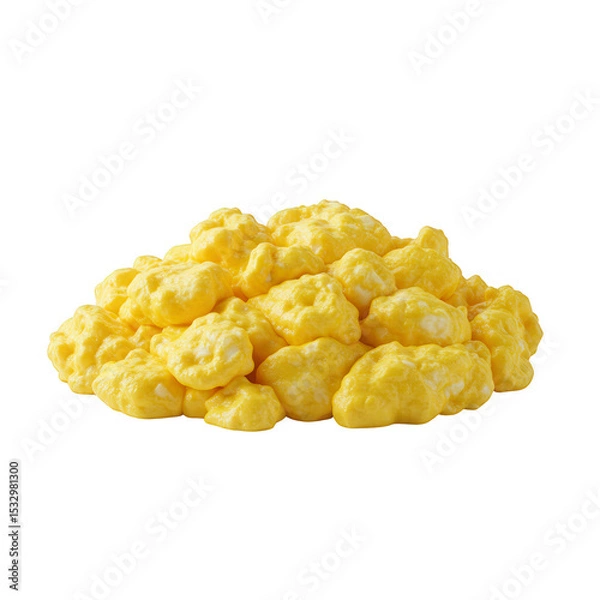 Obraz Fluffy Yellow Scrambled Eggs on Transparent Background