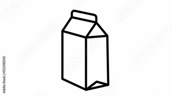 Fototapeta Milk Box Icon. Vector isolated editable black and white simple illustration of a milk box